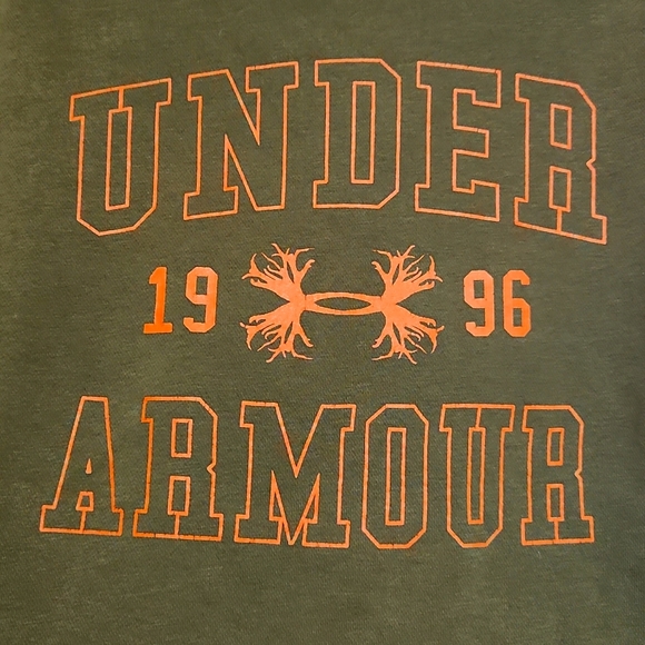 Under Armour Rival Antler Pullover Sweatshirt Green & Orange Size Large - Picture 2 of 7